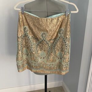 Stunning Francescas Alya mint Medallion sequin beaded skirt NWT SIZE M